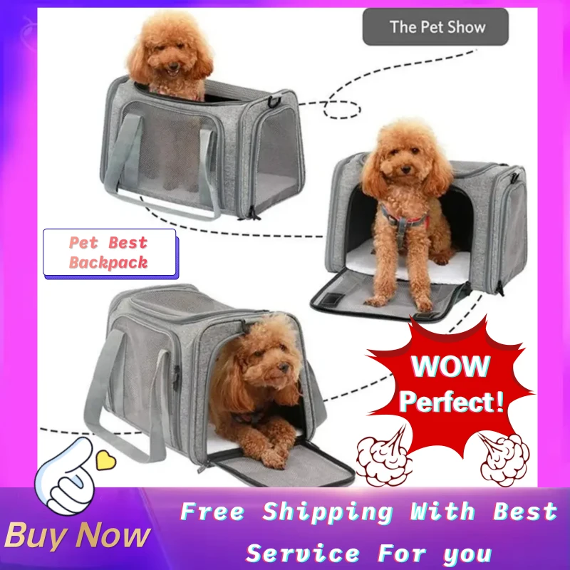 

Cat Dog Carrier Bag Soft Side Backpack Pet Carriers Dog Travel Bags Airline Approved Transport For Small Dogs Cats Pets Outgoing