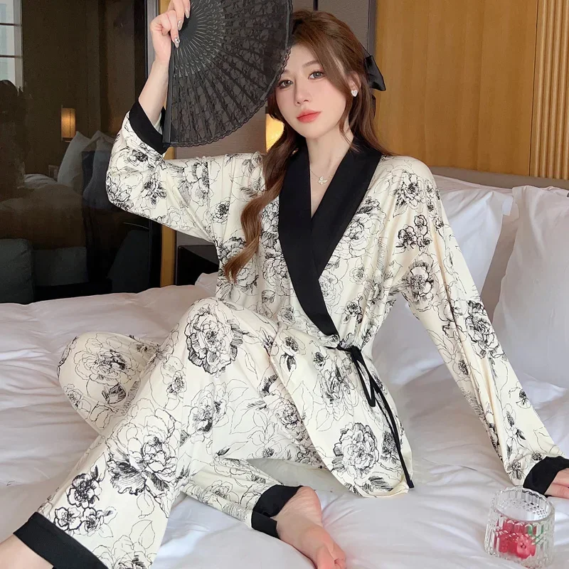 

Summer Printed Modal Maternity Nursing Sleepwear Sets Across V neck Pajamas Clothes for Pregnant Women Pregnancy Home Hospital