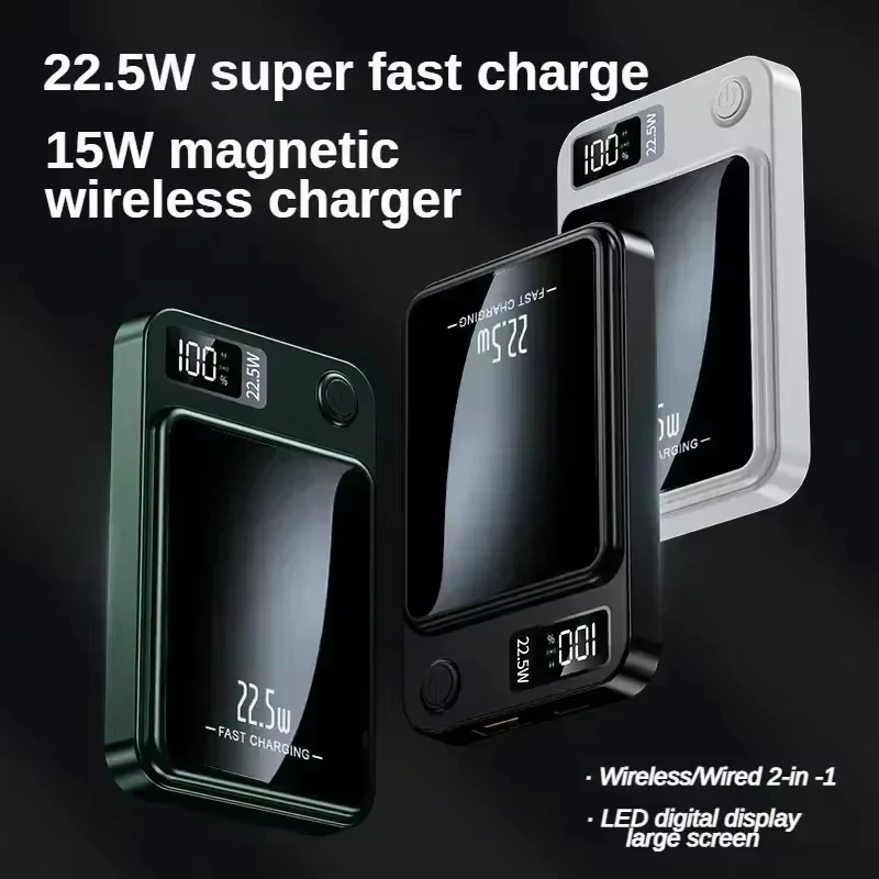 100000mAh Magnetic Power Bank 22.5W Wireless Fast Charger For Magsafe Portable Auxiliary Battery Pack For Iphone Samsung Xiaomi 6