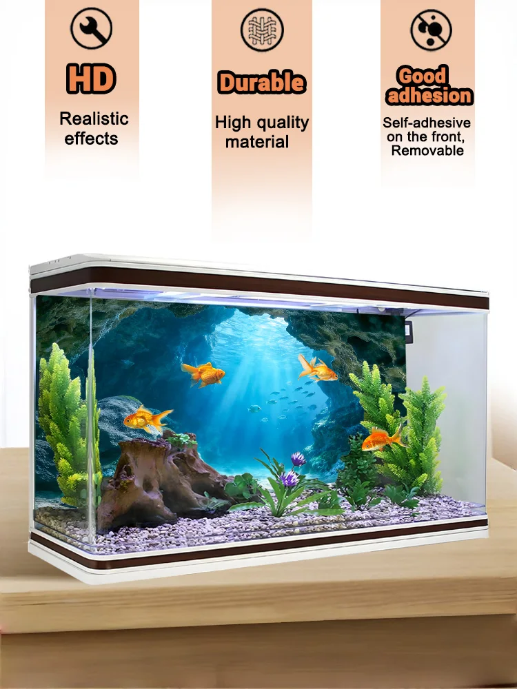 Deep Sea Blue Hole Aquarium Background Sticker - Self-Adhesive Landscape Decoration