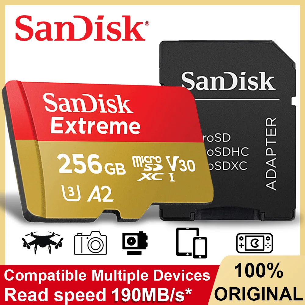 超高速190M Sandisk Extreme マイクロSDカード  256GB
