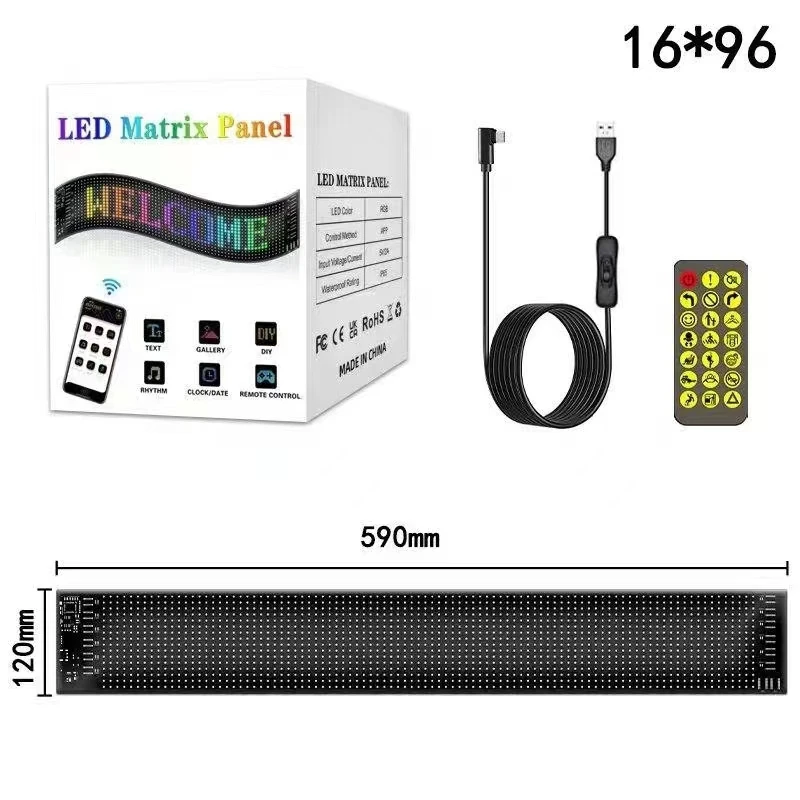 Flexibele LED Matrix Panel Auto Teken Programmeerbare LED Message Board Display voor Auto Reclame Home Shop APP Controle