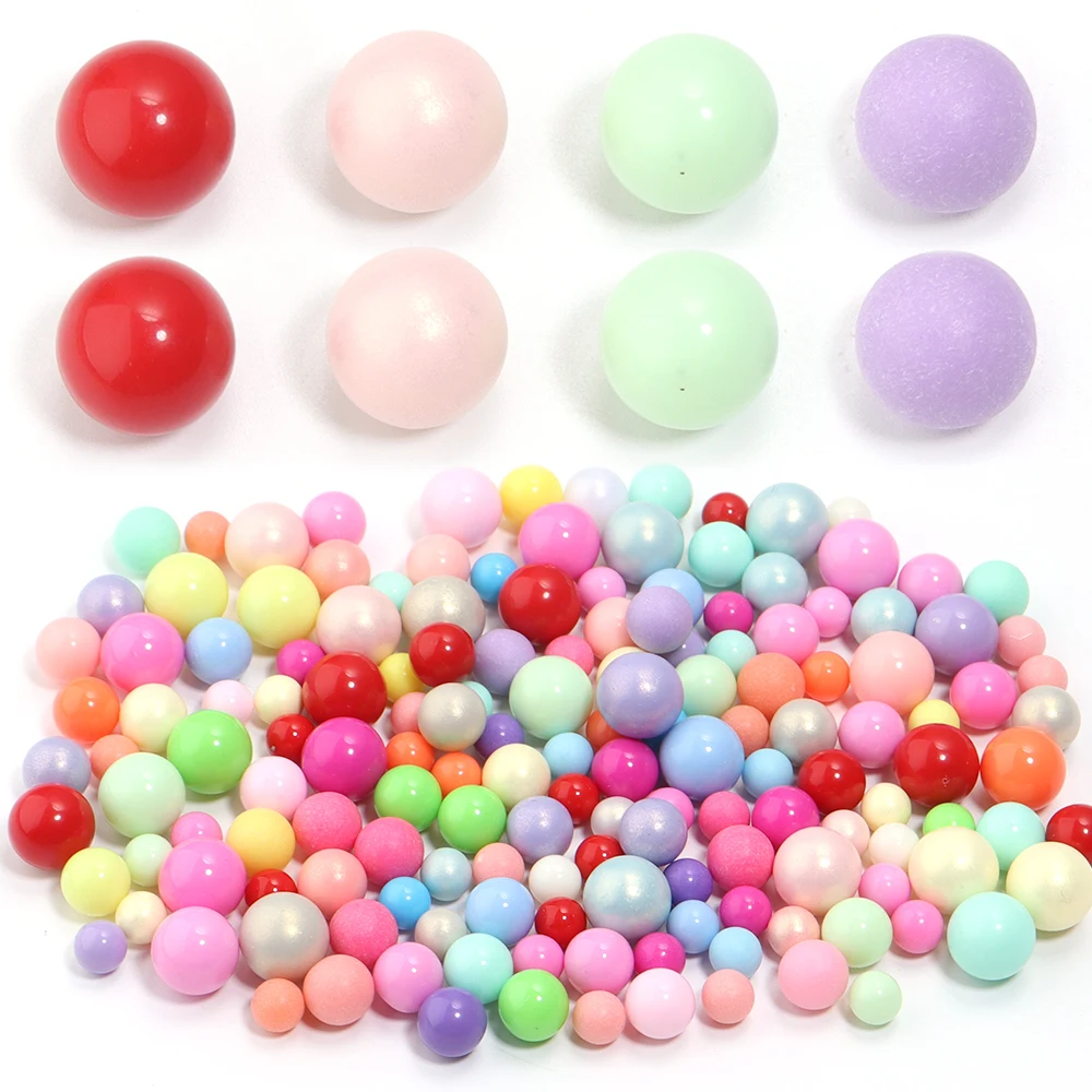 100개/세트 6/8/10mm 다채로운 무공 아크릴 비즈 라운드 루즈 스페이서 비즈 쥬얼리 제작 DIY 수공예 액세서리