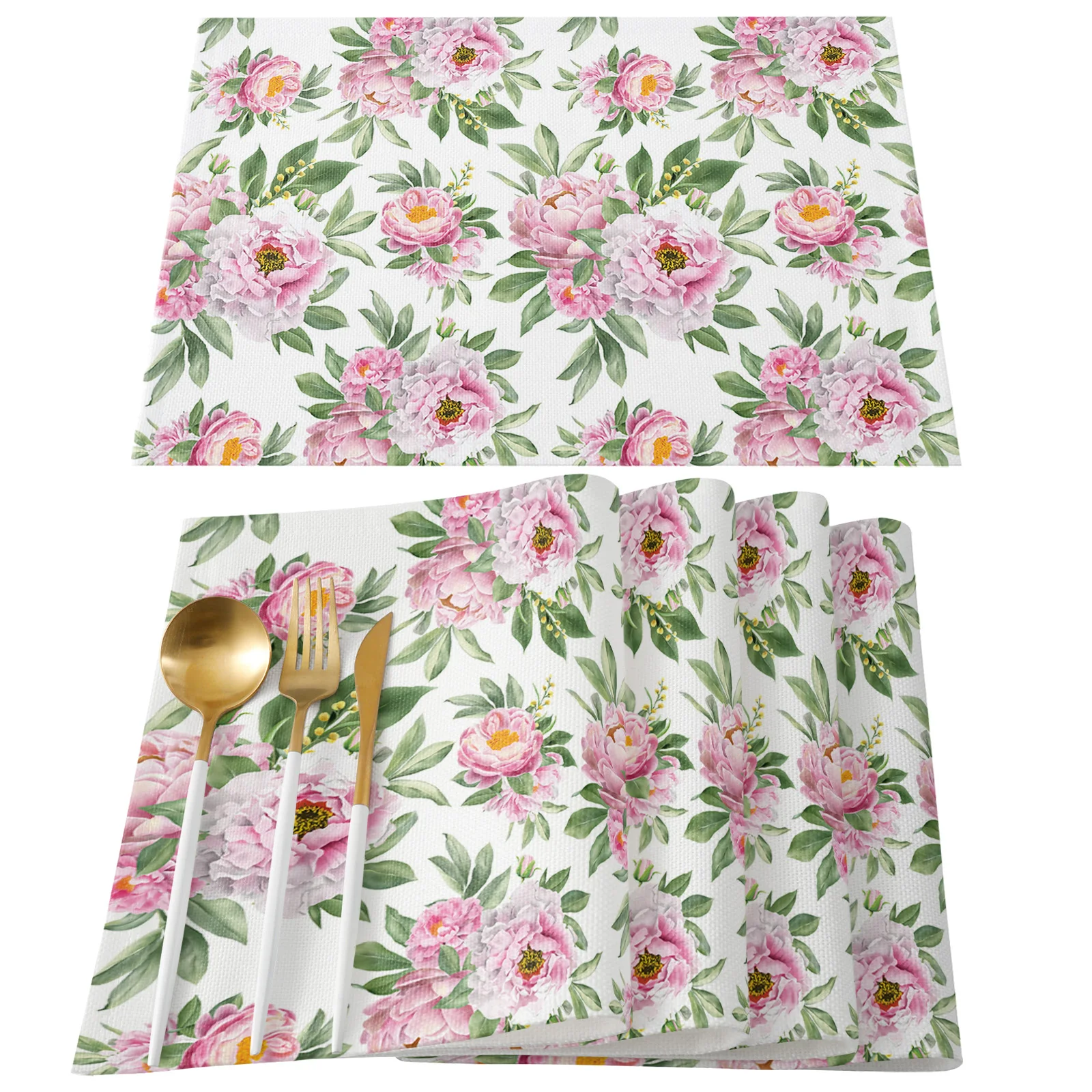 Vintage Pink Hibiscus Flower White Table Mat Wedding Holiday Party Tavolo Da Pranzo Tovaglietta Accessori Da Cucina Tovagliolo Da Tavola