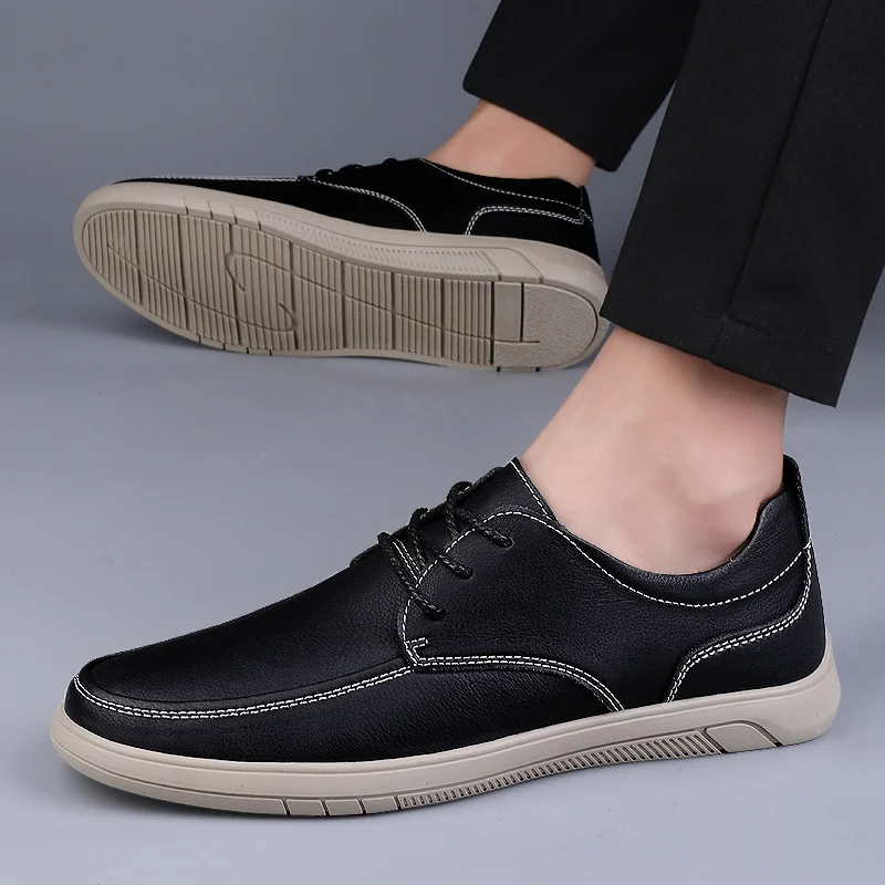 Spring Soft Soled Business Oxford Shoes Men Brand Leather Shoes Business Formal Lace Up Casual Loafers Comfortable Driving Shoes 4