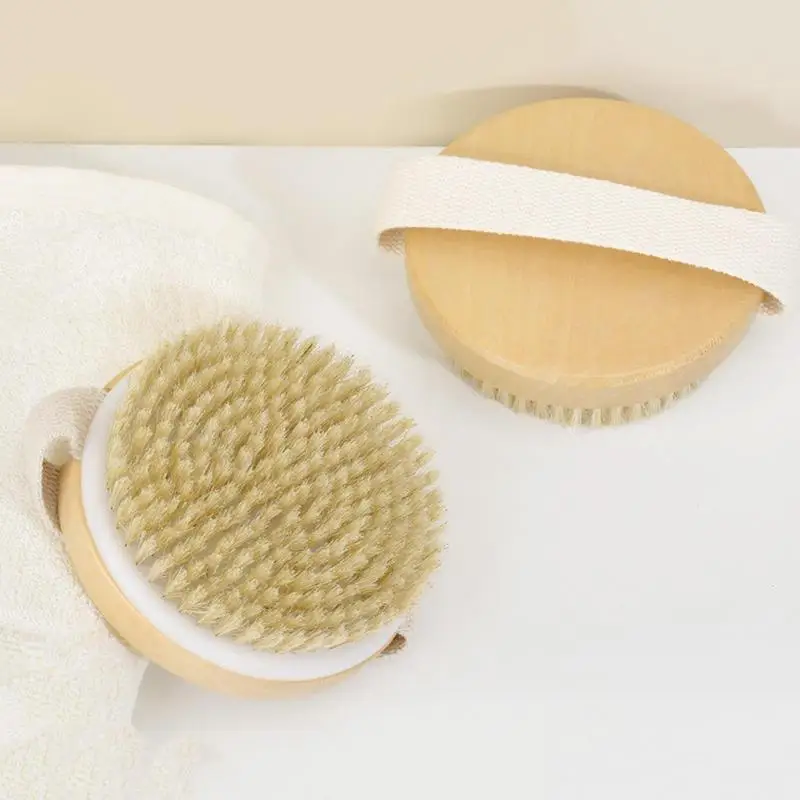 Natural Bristle Body Brush Soft Wet Dry Skin Body SPA Brush Bath