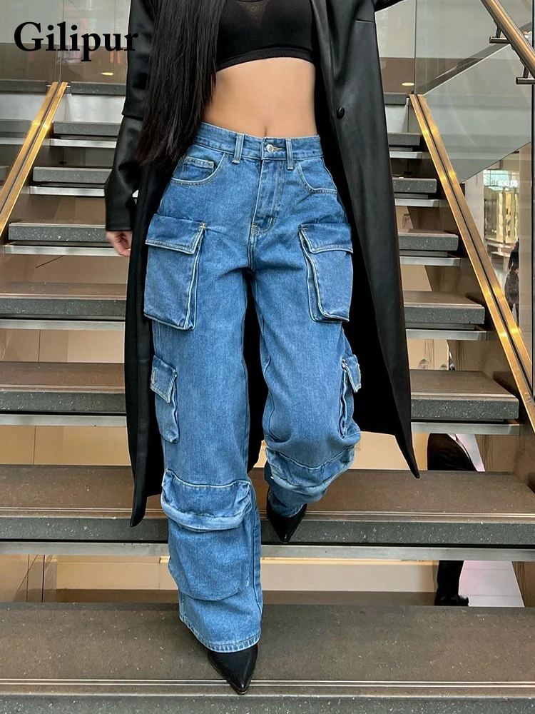 Vintage Cargo Pants Baggy Jeans Women 