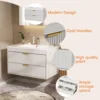 30'' Floating Bathroom Vanities with Sink, Wall Mounted Bathroom Floating Vanity with Ceramic Sink,2 Drawers, Soft-Close Doors 5