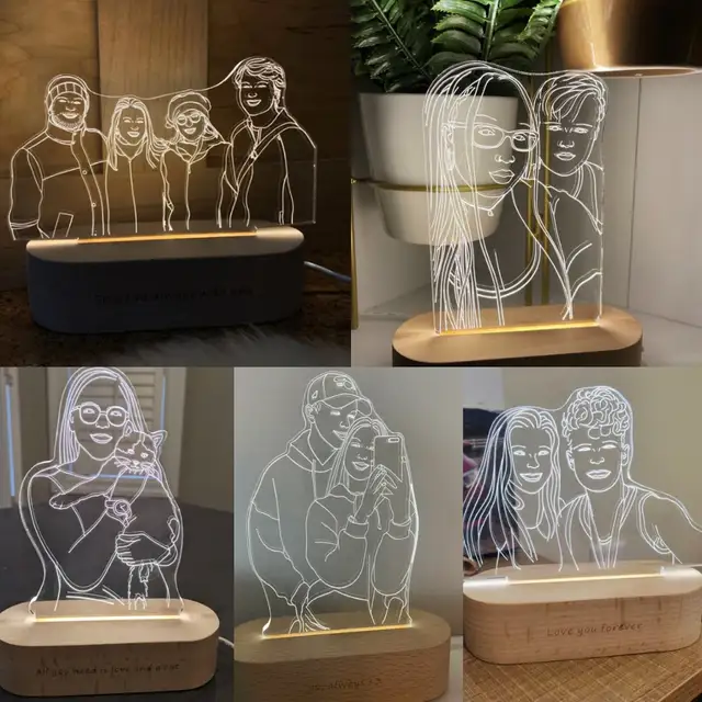 Dropshipp Personalized 3D Photo Lamp Engraving Base Custom Valentine's Day Anniversary Birthday Christmas 3D Night Light Gifts 6