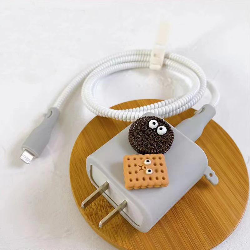 Cartoon Cookies Cable Protector Data Line For Iphone Rubber Charger Protector Rope Cable Winder For Apple 18W 20W Case Frame