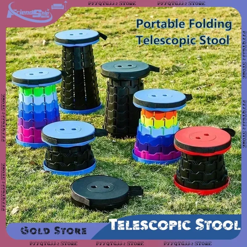 Folding Stool Folding Chair Folding Telescopic Stool Outdoor Portable Lightweight Plastic Chair Adjustable Fishing Beach Camping Stools Outdoor Furniture