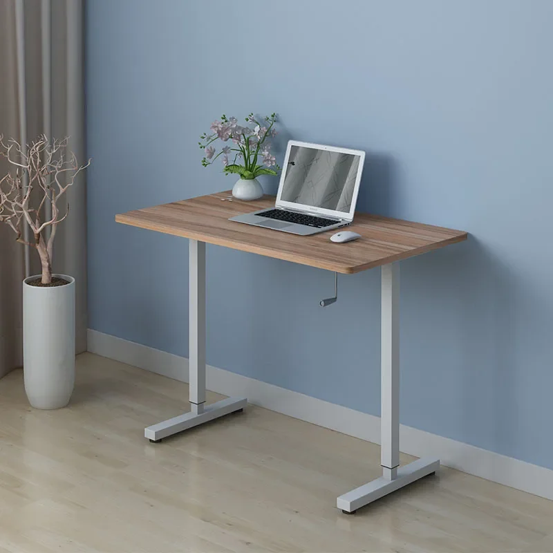 Table de Bureau sur Pied avec Ascenseur Manuel, Ergonomique, Réglable, Simple, Ordinateur, Stable, 100x60cm, Support 160kg