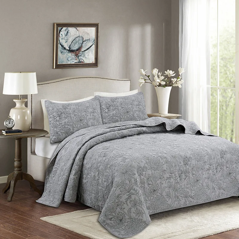 

Soft Bedspread Quilts 3-Piece Set Bedspread on the Bed Plush Embroidered Bed Cover King Queen Size Coverlet
