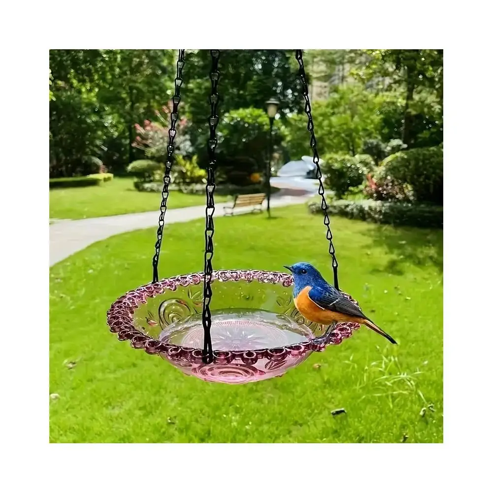 Bird Flower Shaped Hanging Bird Feeder Birdbath for Garden Outdoor Decor