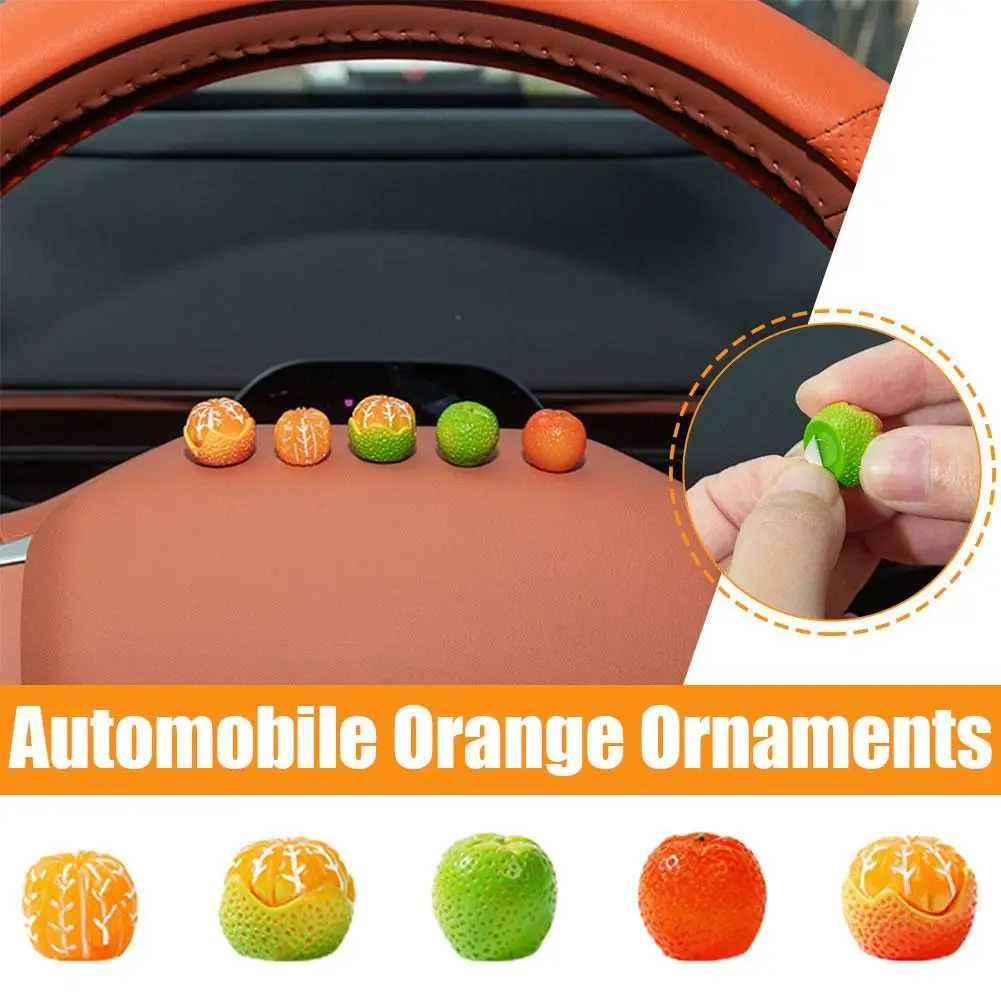 

6PCS Cute Mini Orange Car Interior Decoration Auto Rearview Mirror Dashboard Ornaments For Woman Man Gift Car Accessories