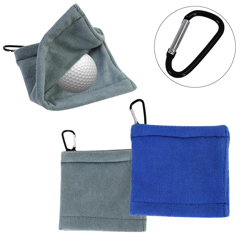 

Square Microfiber Golf Ball Cleaning Towel with Carabiner Hook Water Absorption Clean Golf Club for Head Wipe Cloth