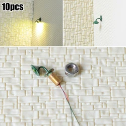 10PC OO / HO Scale Street Bracket Light Model Wall Lamp Posts LED Building Painted Light House Garden Decoration