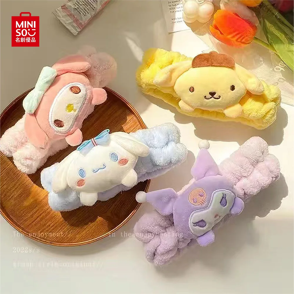 

Kawaii Sanrio Kuromi Melody Plush Doll Face Wash Makeup Hairband Cinnamoroll PompomPurin Sweet Non Slip Elastic Hair Accessories