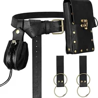 Renaissance Belt Pouch Medieval Viking Pirate Leather Bag Potion Bottle Set Skirt Hike Halloween Cosplay Costume Accessorie Belt