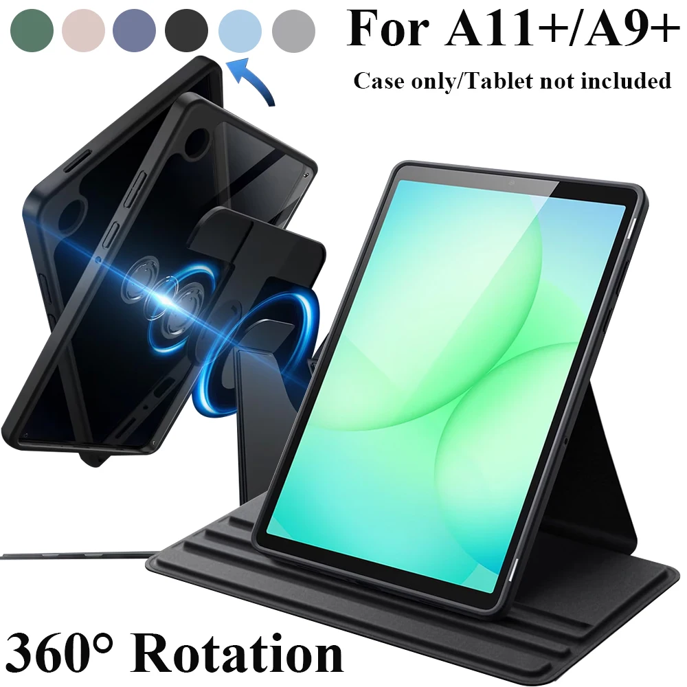 360 Degree Rotating Swivel Stand Protective Tablet Case with Clear Back Cover