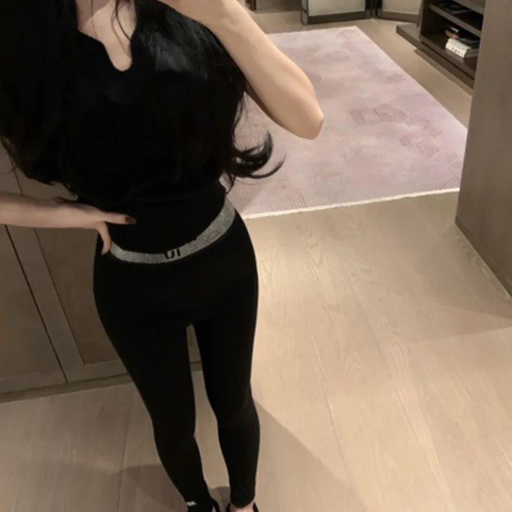 

Новые повседневные модные женские брюки, длинные однотонные облегающие элегантные шикарные женские брюки с высокой талией для отдыха на осень и зиму 2023