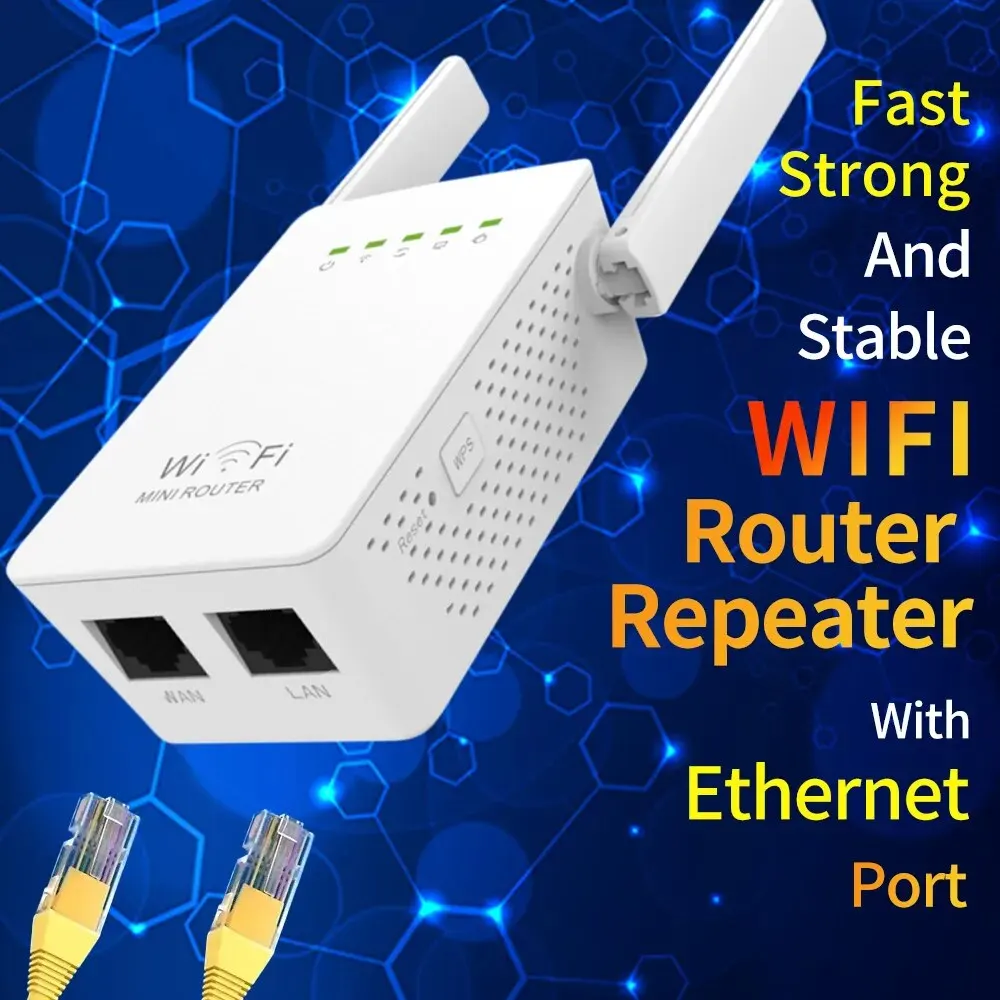 Ripetitore Wifi Ammtoo Ripetitore Di Segnale Extender Wireless Da 300Mbps Con 2 Porte Ethernet 2.4Ghz Ieee Muslimywr02Es