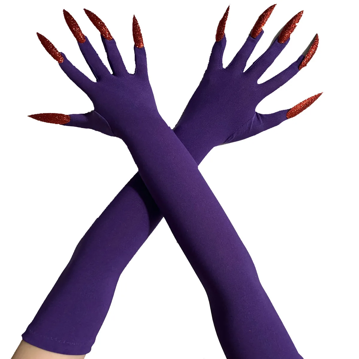 Halloween Ghost Claw Gloves - Cosplay Dress Up with Black Long Nails