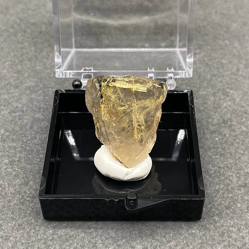 100% natural  golden hair crystal raw stone mineral specimen healing crystal gem collection +Box size ：35*35*35mm