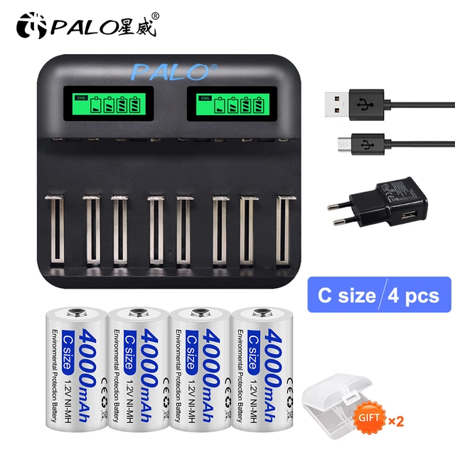 PALO-Pile aste de type C pour lampe de poche et cuisinière à gaz, charge  USB, R14, LR14, Eddie ion C, 24.com, 1.5V, taille C, 2-16 pièces