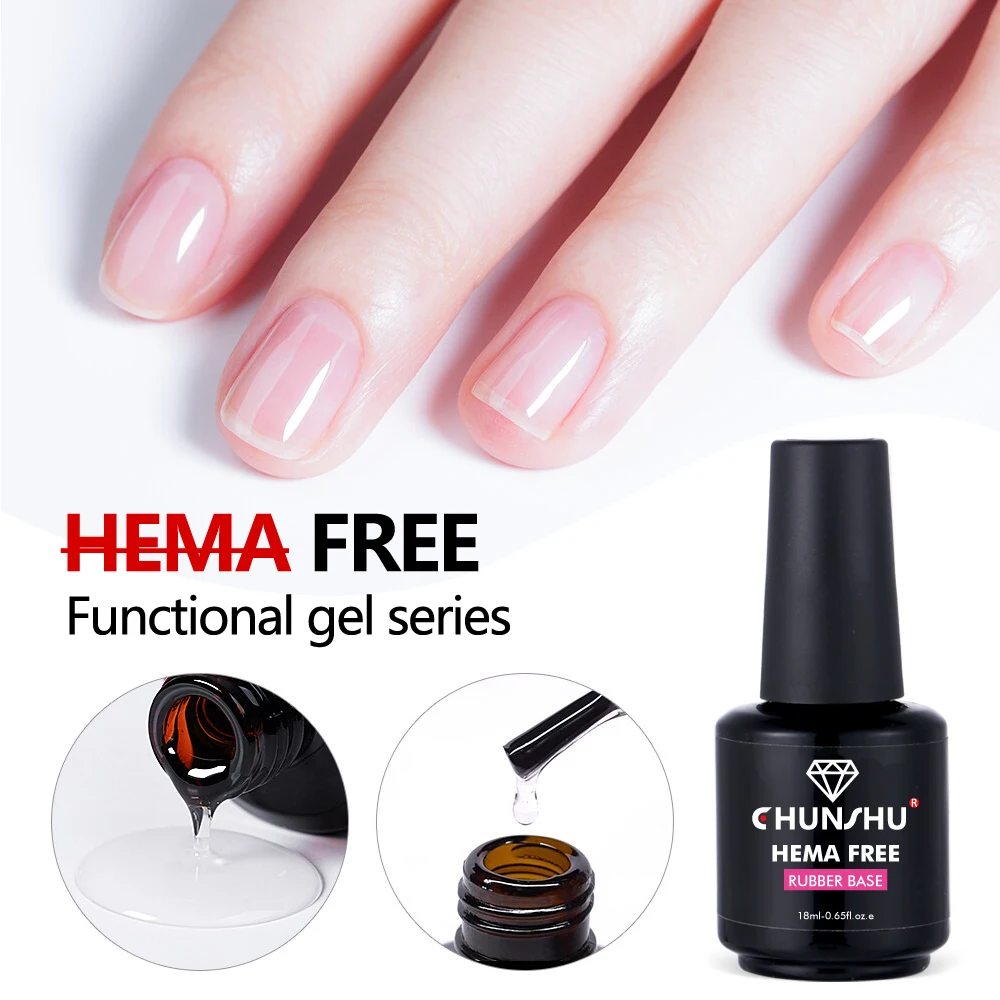 Nail Gel Gel Polish Base and Top Coat Nail Extension Gel CHUNSHU Hema Free Rubber Base Gel 18ML Semi-permanent Thick Base And Top Coat Transparent UV Construction Gels Enhancer Manicure