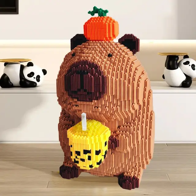 Big Capybara Toy for Kids Giant Strawberry Capybara Construction Set Anime Unique Decoration for Home for Aged 8+ 3