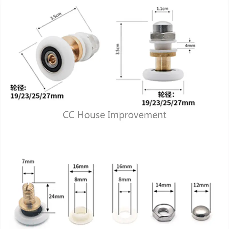 Shower Glass Sliding Door Hanging Wheel Roller Bathroom Sliding Cabinet Eccentric Pulleys 8 PCS 20/23/25/27mm Diameter shower door rollers sliding door roller shower room pulley shower room rollers sliding door pulley