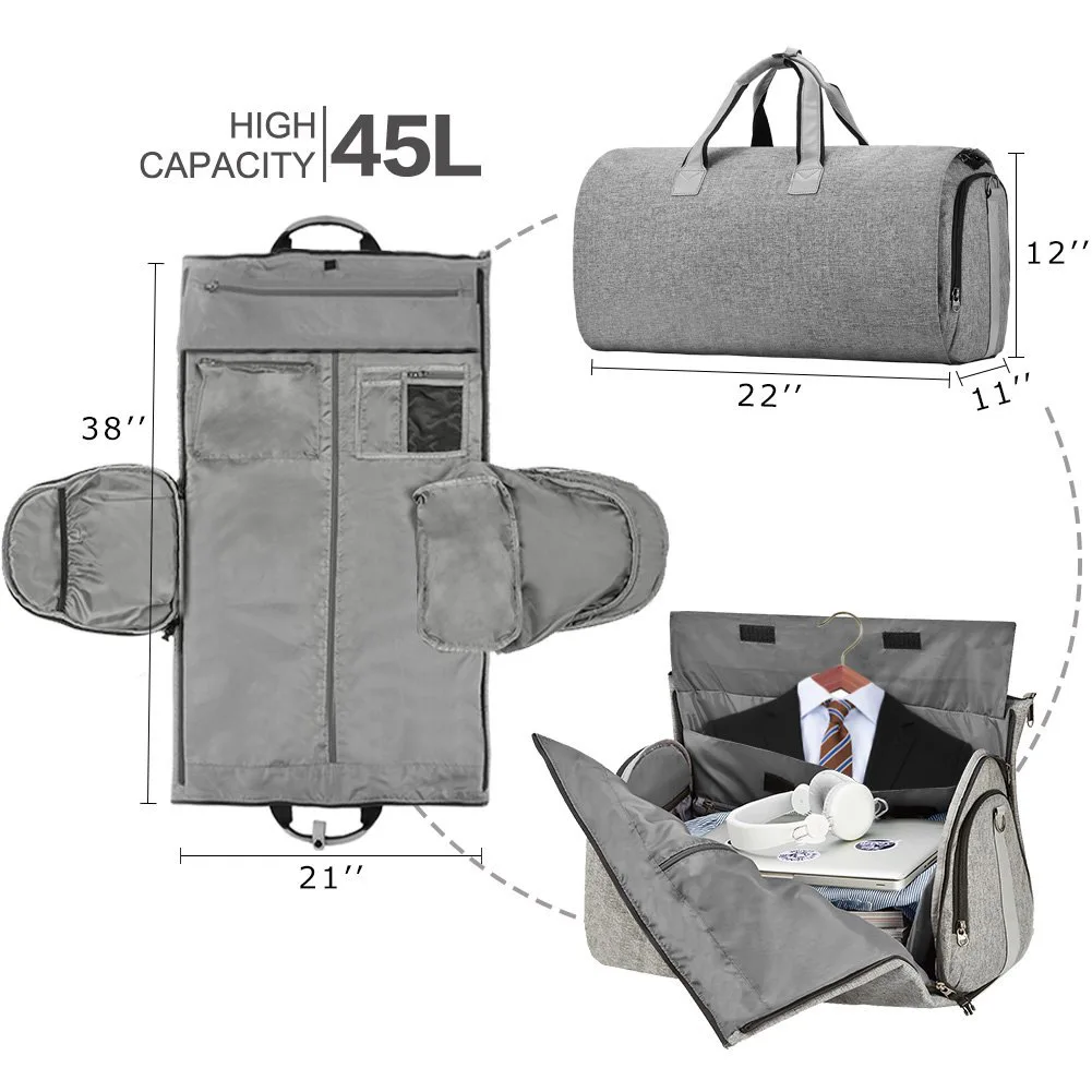 New Men's Portable Travel Bag Large Capacity Luggage Bag Multi functional Folding Suit Bag One Shoulder Cross Body Bag Wash Bag