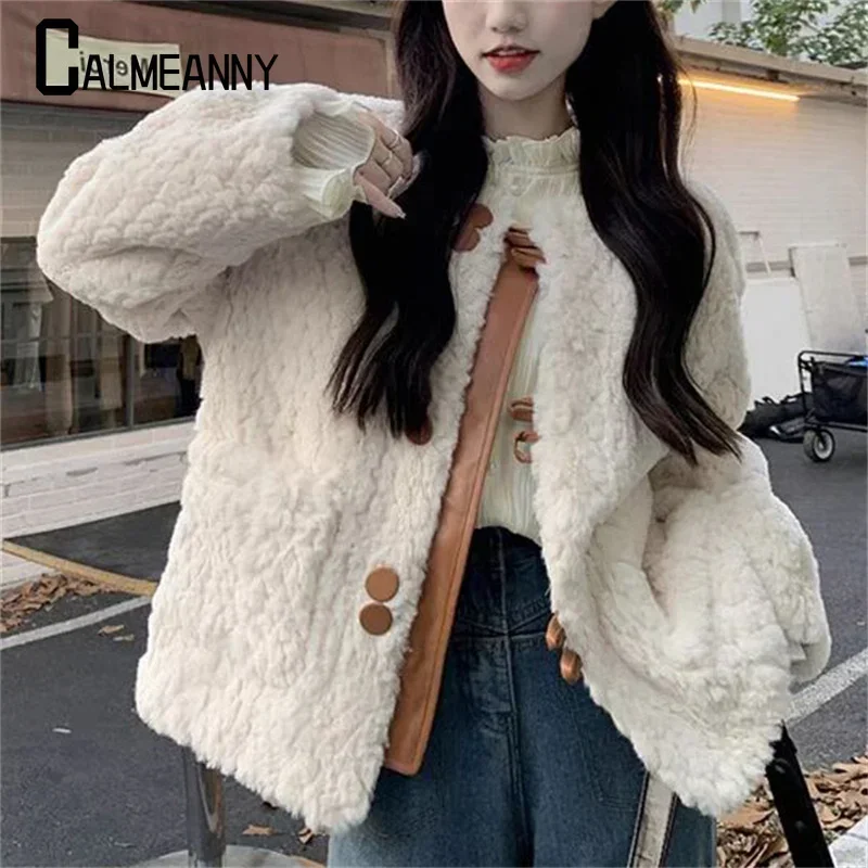

2023 Winter Korean Edition Lamb Wool Coat for Women New Casual Loose Fashion Faux Fur Jacket Ladies Thick Warm Plush Overcoat