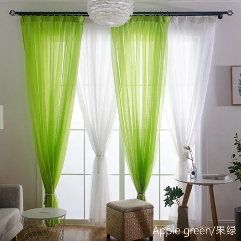 Sheer Curtains European American Style Multicolor Bay Window Living Room