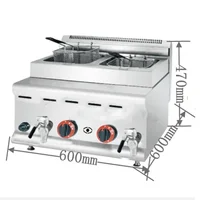 GH585 Commercial Gas Double Cylinder Screen Fryer 8L Fried Chicken Fryer Desktop Natural Gas Liquid Gas High Oil Cylinder Fryer 1
