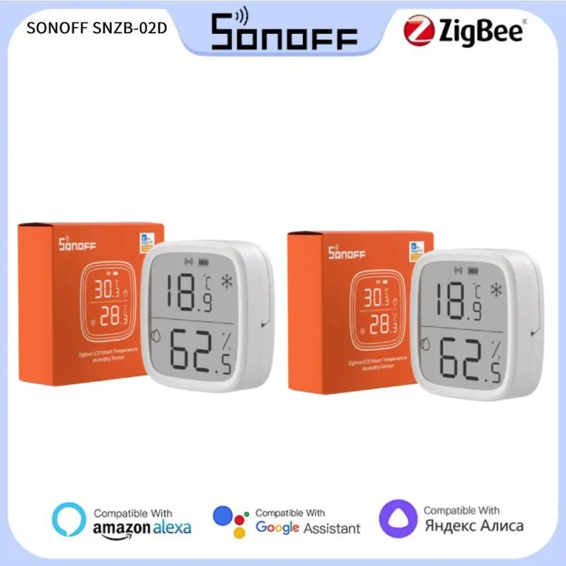 SONOFF Zigbee Indoor Temperature Humidity Sensor, SNZB-02D LCD Zigbee Thermometer Hygrometer, Works with Alexa & Google Home for Remote Monitoring