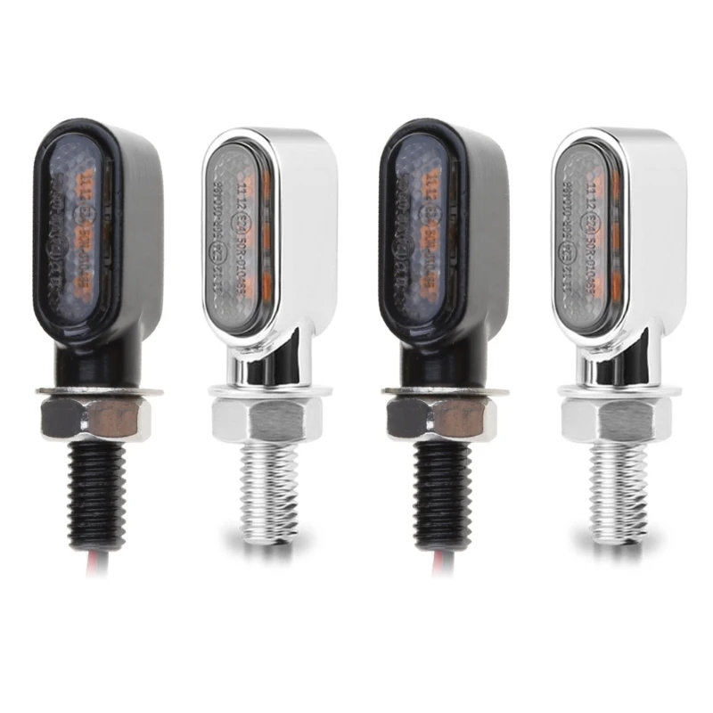 

1 Pair Turn Signal Light Retro Indicator for Offroad Motorcycle Turn Signal Blinker LED Lamp Amber Lamp Black/Silver