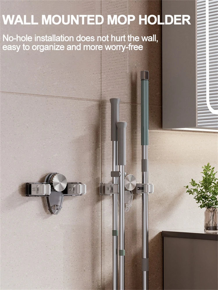 Bathroom Holder Mop Hanger Rack Wall Mount Mop Organizer Holder Storage Hook Kitchen Bathroom Organization Accessories