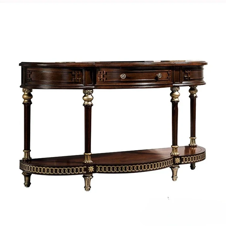

Ретро консоль из массива дерева в американском стиле, французские резные консольные столы, модный коридор, шкаф для сувениров, коридор