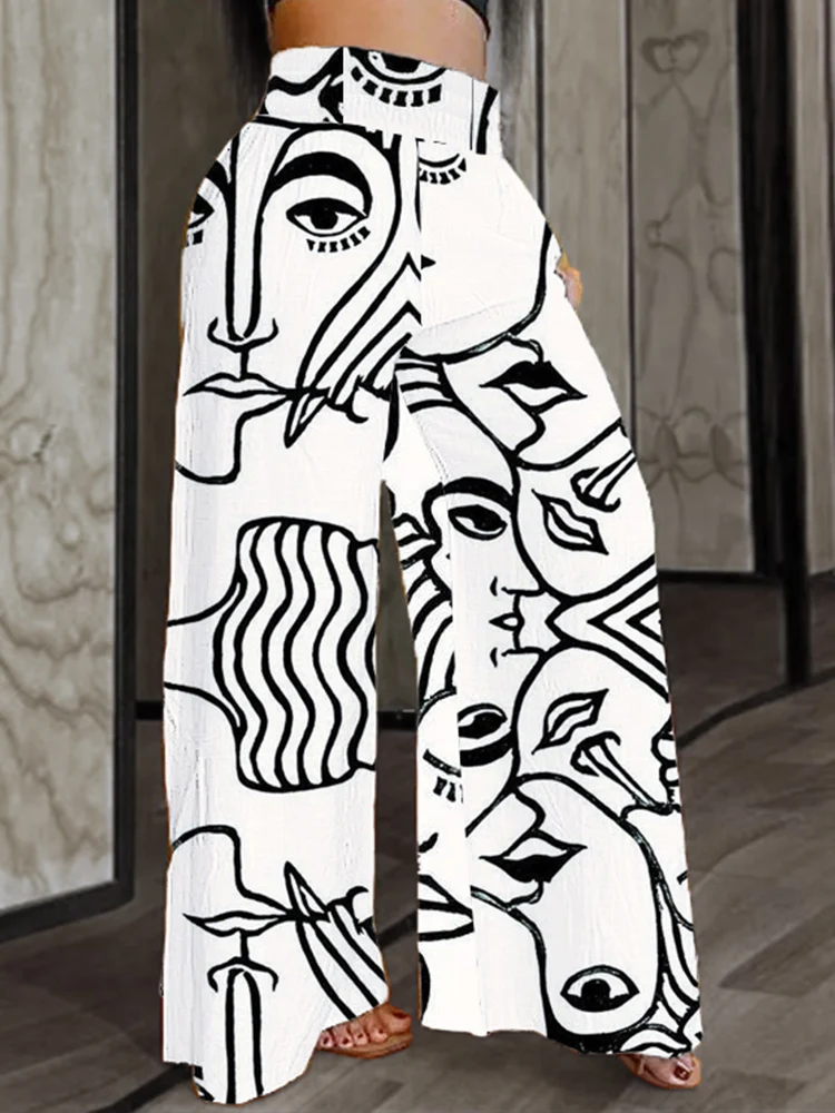 Pantalones de pierna ancha de talla grande 5XL para mujer