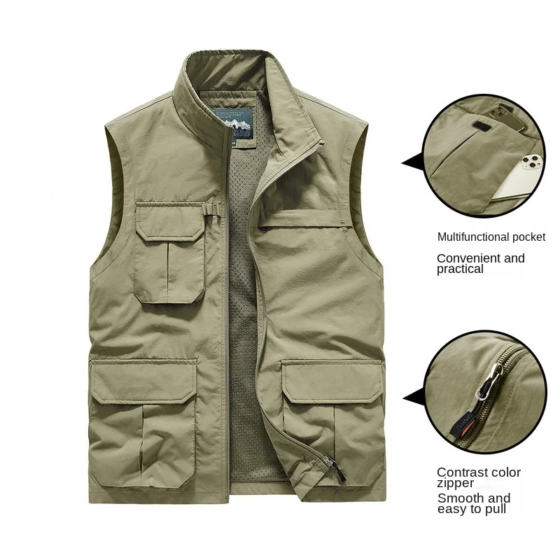 Spring MAN VEST Multi-pocket Work Clothes Men Hunting Men's Clothing Free Shipping Denim Tactical Military Summer Mesh Fishing