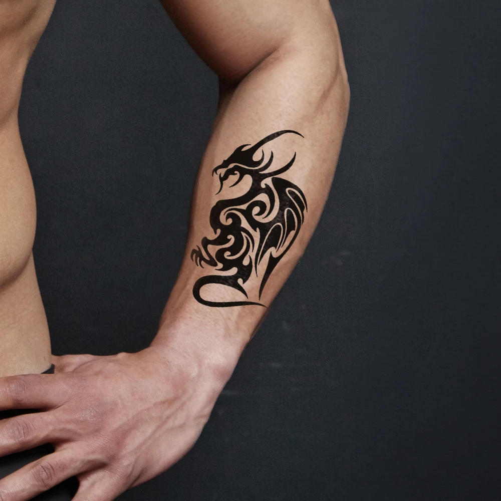 Waterproof Temporary Fake Tattoos Water Transfer Sticker Black Tribal Totem Eagle Dragon for Women Men Cool Makeup Sexy Body Art Tattoo Sticker Temporary Tattoos Makeup Stickers