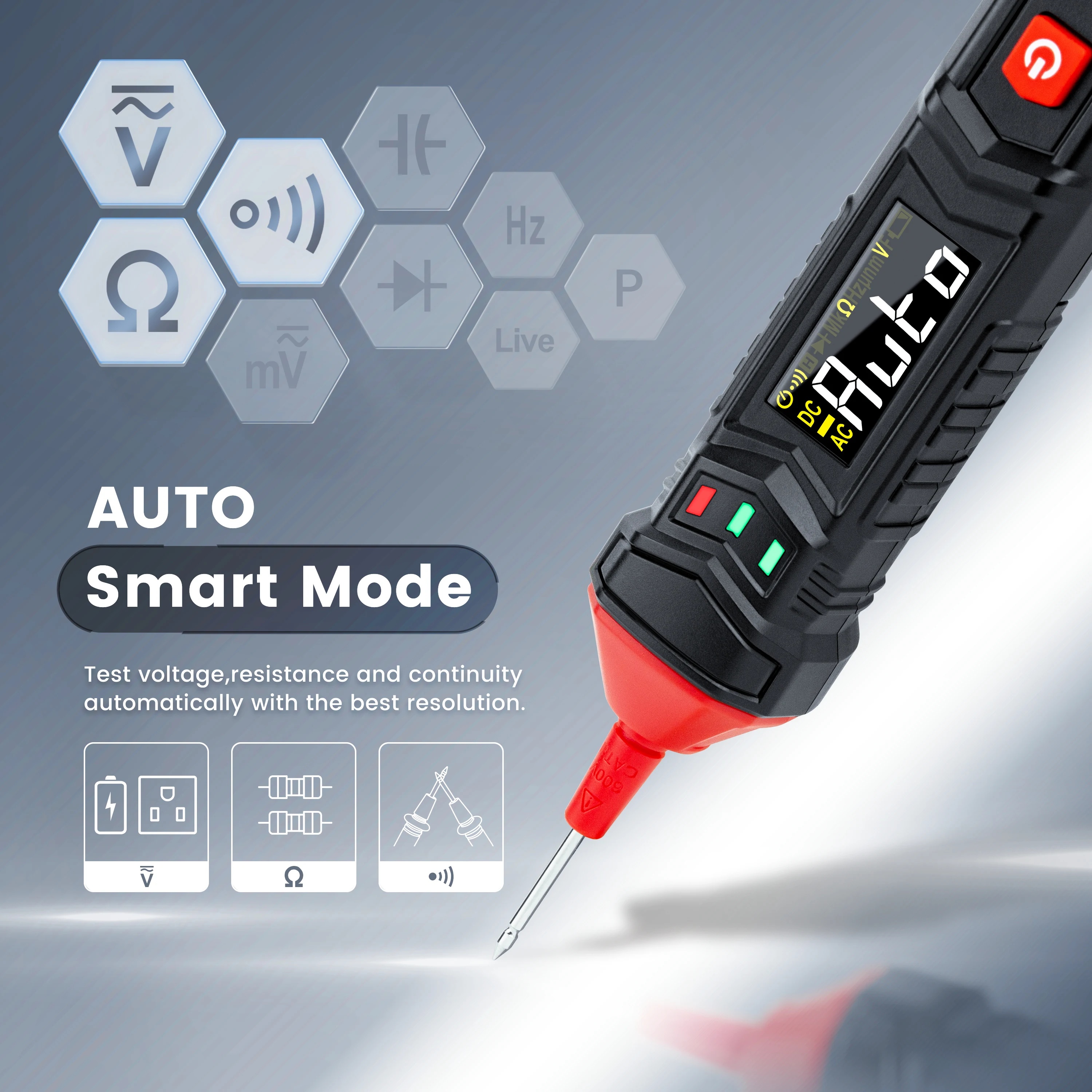 Digital multimeter multimeter tester voltage meter tester analog multimeter Smart Pen Multimeter True-RMS Digital DC AC Voltmeter Live Wire Tester Resistance Diode Capacitance Continue Hz Detector