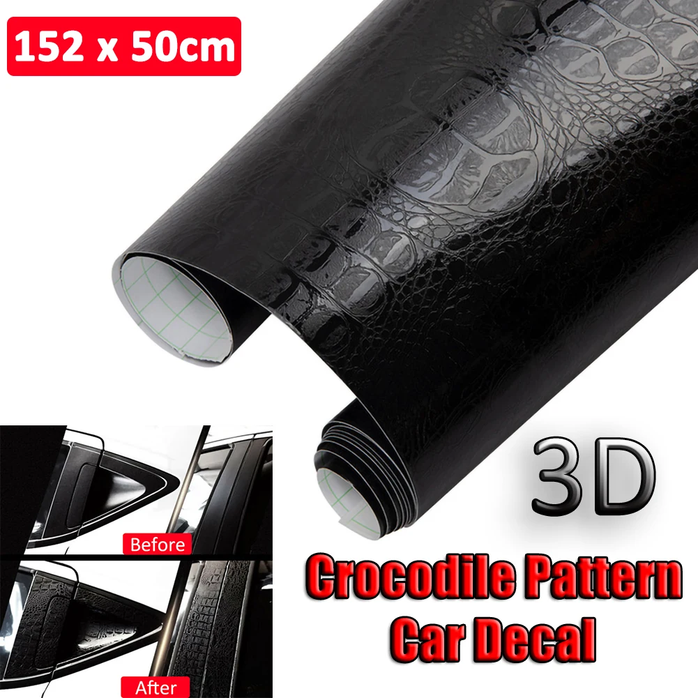 thumbnail image 1 of 1 pegatina para interior de coche, 3D, autoadhesiva, de cuero, con estampado de cocodrilo, película de vinilo de cuero, impermeable, de PVC, para interior de coche, 1 of 5