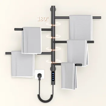 ราวแขวนผ้าเช็ดตัวไฟฟ้าแบบมีระบบทำความร้อน ควบคุมอุณหภูมิและเวลาด้วยระบบสัมผัส ผลิตจากสแตนเลส หมุนได้ ติดผนัง สำหรับห้องน้ำ 1