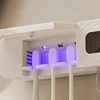 1 smart toothbrush rack wall mounted 3-slot toothbrush intelligent drying rack, toothpaste dispenser, household daily necessitie 3