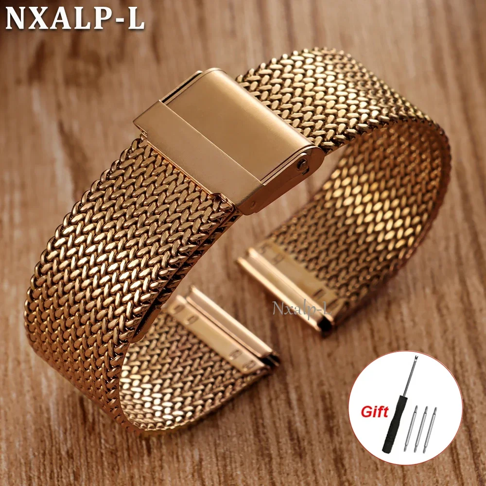 Elegant Milanese Mesh Loop Bracelet in 304 Stainless Steel, Wheat Ear Design with 1.5mm Thickness