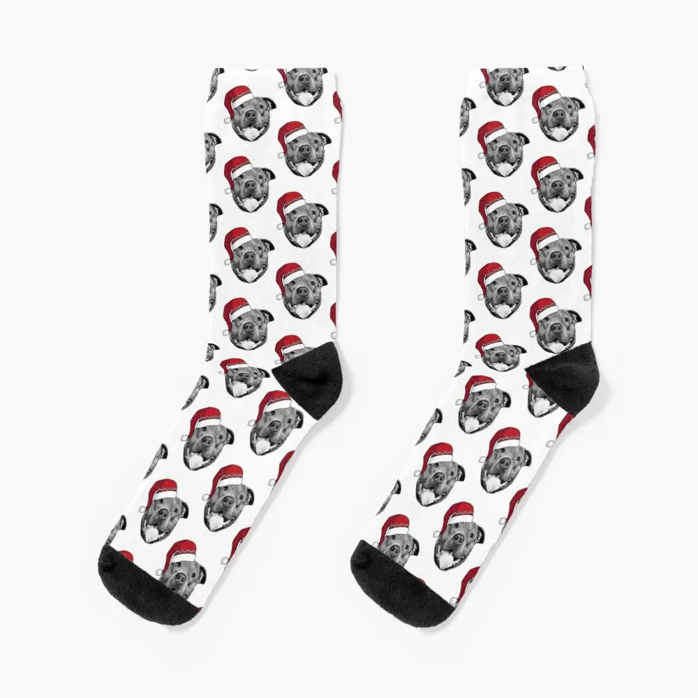 

Pitbull Santa Socks floral socks custom socks black socks Socks For Men Women's