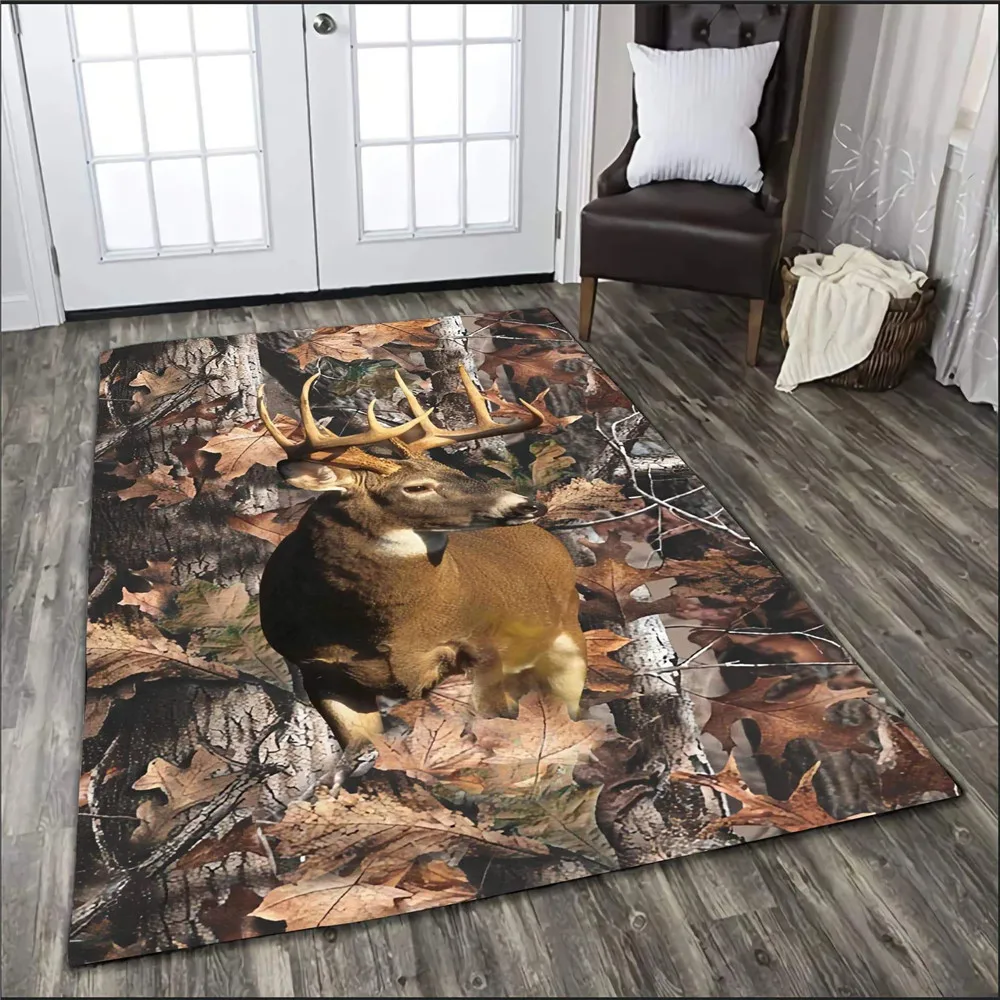 CLOOCL Wild Animal Carpet Hunting Deer 3D Prined Rug Carpets for Living